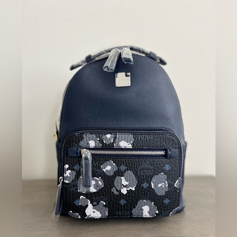 NWT Mcm stark floral leopard in visetos backpack